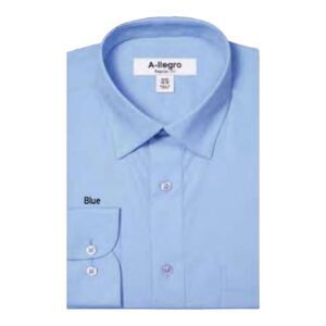 MEN'S ALLEGRO SPREAD COLLAR REG FIT LT BLUE DRESS SHIRT  CONVERTIBLE CUFFS RS100